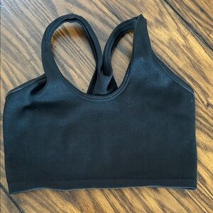 Aerie Black Ribbed Sports Bra